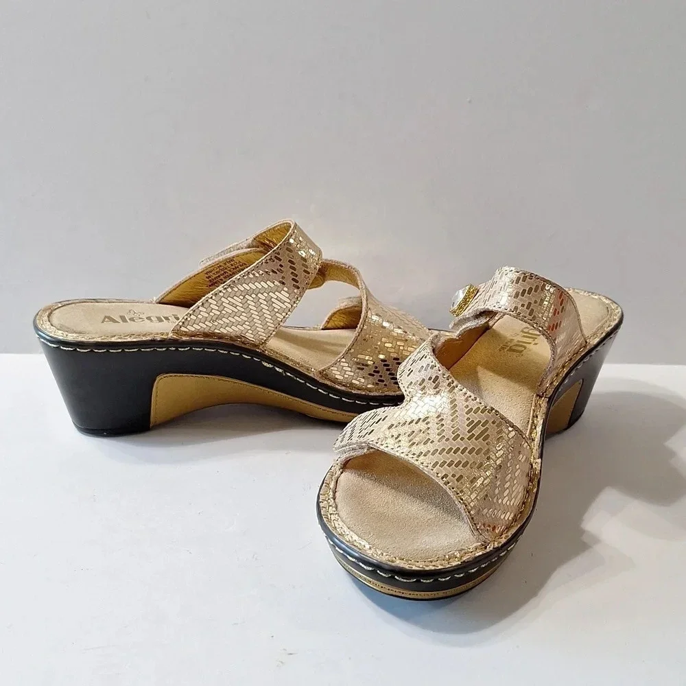 Alegria by PG Lite Gold Bohemian Carina Loti Wedge Sandals Size 36